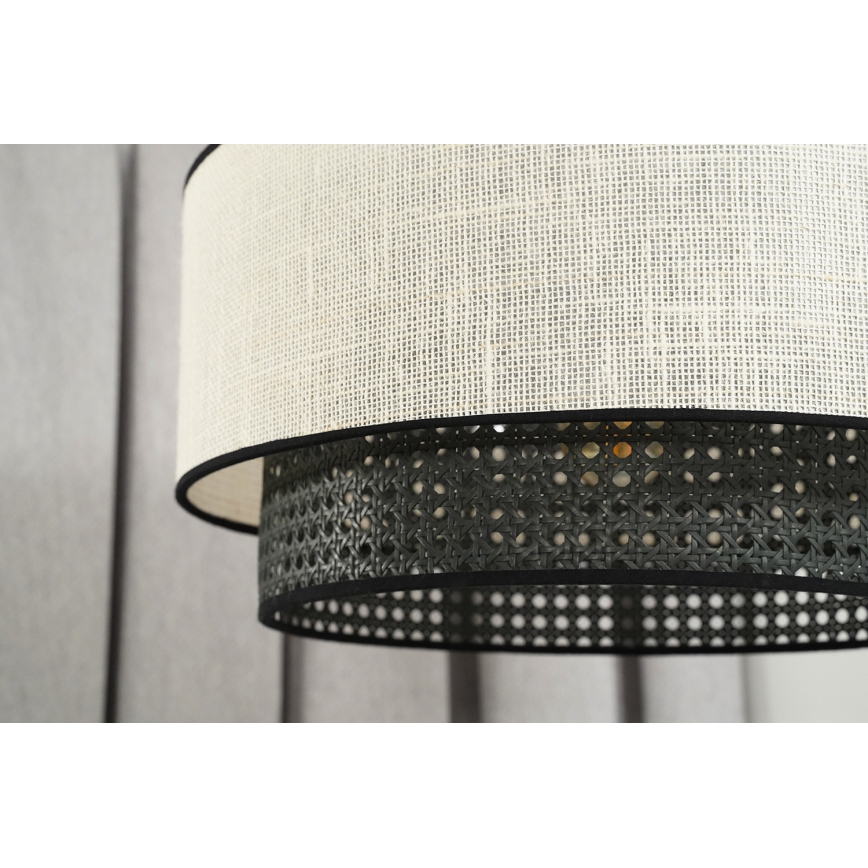 Duolla - Πλαφονιέρα οροφής RATTAN YUTE 1xE27/15W/230V διάμετρος 45 cm κρεμ/μαύρο