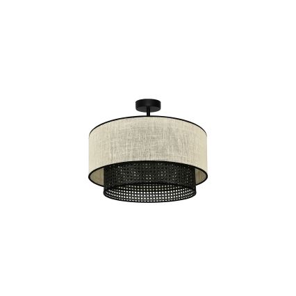 Duolla - Πλαφονιέρα οροφής RATTAN YUTE 1xE27/15W/230V διάμετρος 45 cm κρεμ/μαύρο