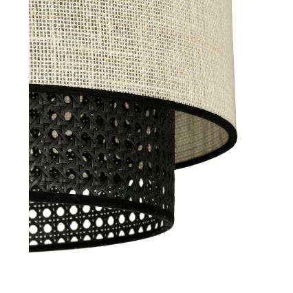 Duolla - Πλαφονιέρα οροφής RATTAN YUTE 1xE27/15W/230V διάμετρος 45 cm κρεμ/μαύρο