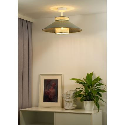 Duolla - Πλαφονιέρα οροφής RIO RATTAN 1xE27/15W/230V διάμετρος 45 cm πράσινο/rattan
