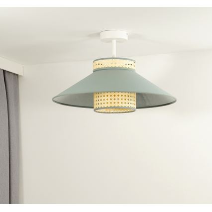 Duolla - Πλαφονιέρα οροφής RIO RATTAN 1xE27/15W/230V διάμετρος 45 cm πράσινο/rattan