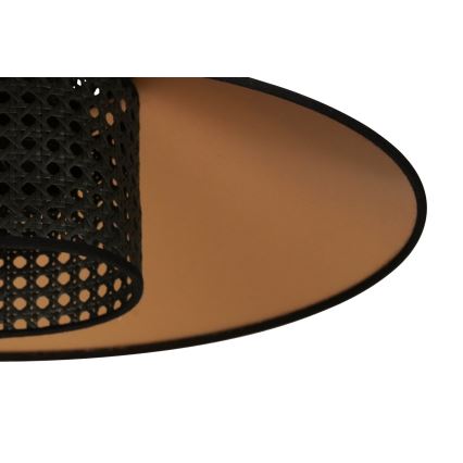 Duolla - Πλαφονιέρα οροφής RIO RATTAN 1xE27/15W/230V διάμετρος 45 cm μαύρο/χρυσό
