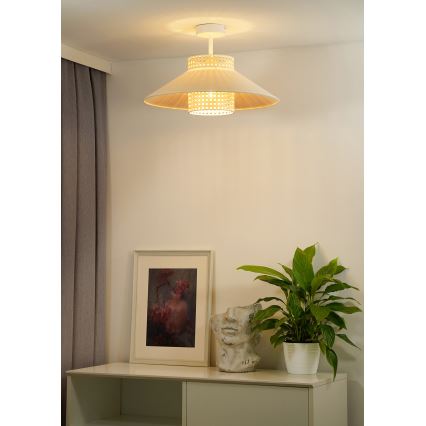 Duolla - Πλαφονιέρα οροφής RIO RATTAN 1xE27/15W/230V διάμετρος 45 cm μπεζ/rattan