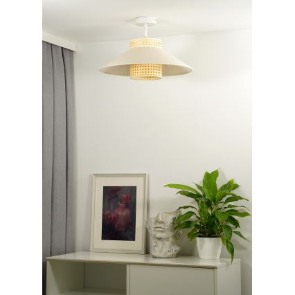 Duolla - Πλαφονιέρα οροφής RIO RATTAN 1xE27/15W/230V διάμετρος 45 cm μπεζ/rattan