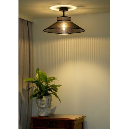 Duolla - Πλαφονιέρα οροφής RIO SHINY 1xE27/15W/230V διάμετρος 45 cm μαύρο/χαλκός