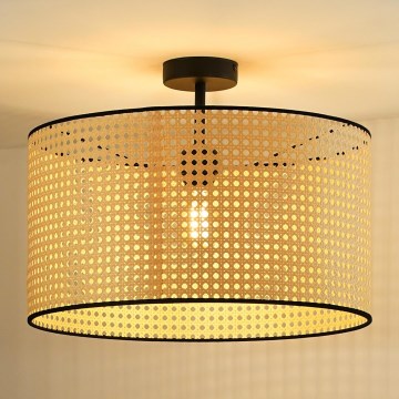 Duolla - Πλαφονιέρα οροφής ROLLER RATTAN 1xE27/15W/230V διάμετρος 45 cm μπεζ/μαύρο