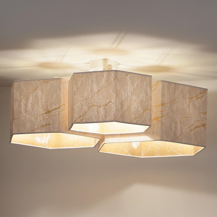 Duolla - Πλαφονιέρα οροφής ROLLER TRIO HEX 3xE27/15W/230V λευκό/χρυσαφί