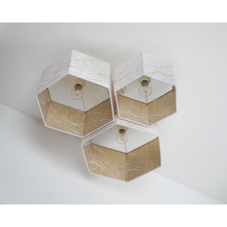 Duolla - Πλαφονιέρα οροφής ROLLER TRIO HEX 3xE27/15W/230V λευκό/χρυσαφί