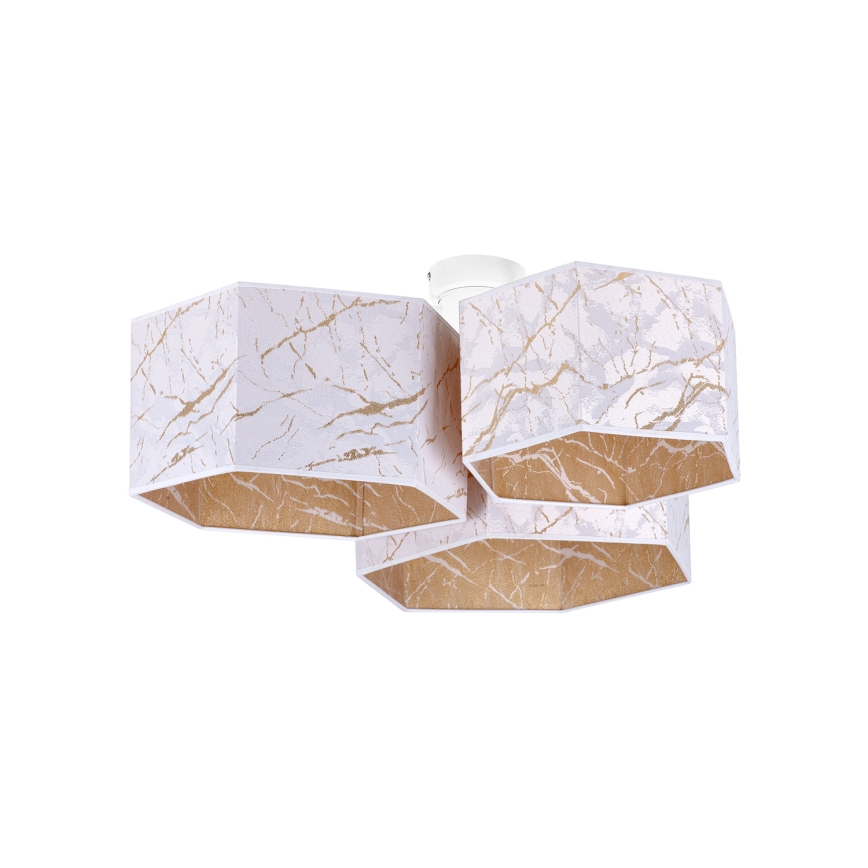 Duolla - Πλαφονιέρα οροφής ROLLER TRIO HEX 3xE27/15W/230V λευκό/χρυσαφί