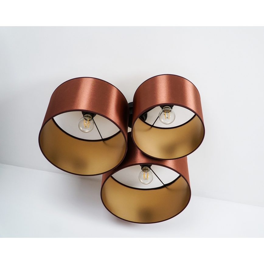 Duolla - Πλαφονιέρα οροφής ROLLER TRIO SHINY 3xE27/15W/230V χάλκινο/χρυσαφί