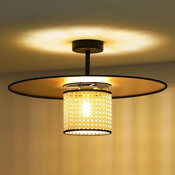 Duolla - Πλαφονιέρα οροφής TOKYO RATTAN 1xE27/15W/230V διάμετρος 50 cm χρυσό/rattan