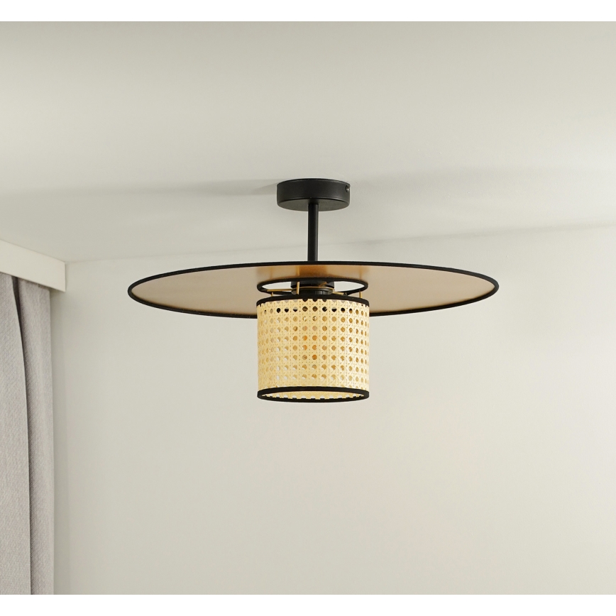 Duolla - Πλαφονιέρα οροφής TOKYO RATTAN 1xE27/15W/230V διάμετρος 50 cm χρυσό/rattan