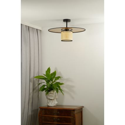 Duolla - Πλαφονιέρα οροφής TOKYO RATTAN 1xE27/15W/230V διάμετρος 50 cm χρυσό/rattan