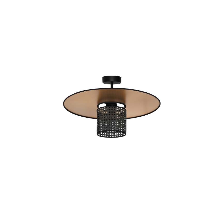 Duolla - Πλαφονιέρα οροφής TOKYO RATTAN 1xE27/15W/230V διάμετρος 50 cm χρυσό/μαύρο