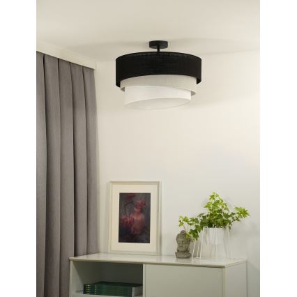 Duolla - Πλαφονιέρα οροφής TRIO 1xE27/15W/230V διάμετρος 45 cm μαύρο/γκρι/λευκό