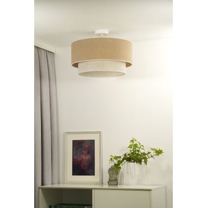 Duolla - Πλαφονιέρα οροφής YUTE BOHO 1xE27/15W/230V διάμετρος 45 cm καφέ/κρεμ