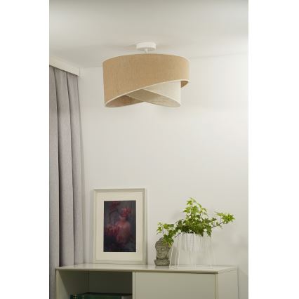 Duolla - Πλαφονιέρα οροφής YUTE CELLO 1xE27/15W/230V διάμετρος 45 cm καφέ/γκρι