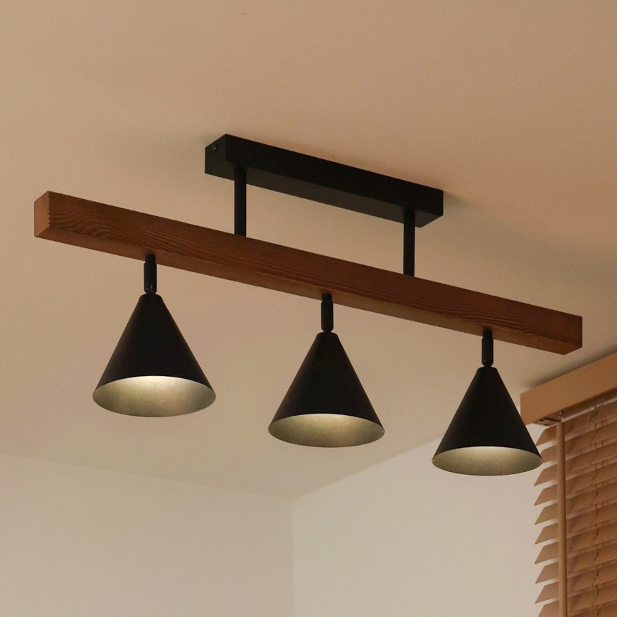 Duolla - Προσαρτημένο φωτιστικό οροφής IRONLINE 3xG9/3W/230V πεύκο δρυς/μαύρο