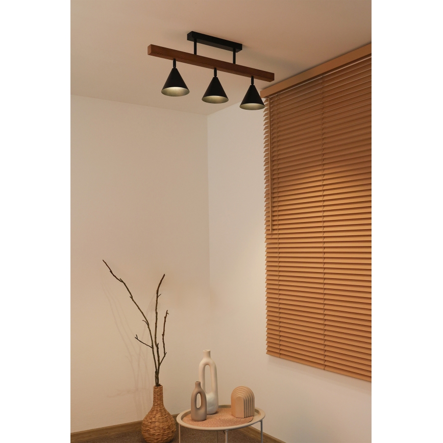 Duolla - Προσαρτημένο φωτιστικό οροφής IRONLINE 3xG9/3W/230V πεύκο δρυς/μαύρο