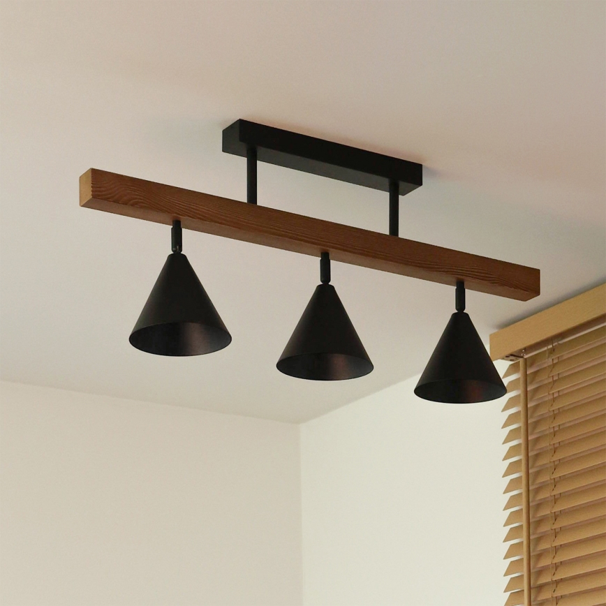 Duolla - Προσαρτημένο φωτιστικό οροφής IRONLINE 3xG9/3W/230V πεύκο δρυς/μαύρο