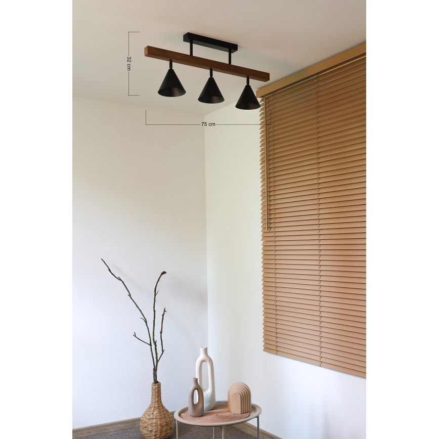 Duolla - Προσαρτημένο φωτιστικό οροφής IRONLINE 3xG9/3W/230V πεύκο δρυς/μαύρο