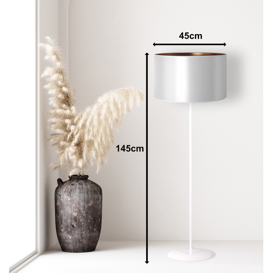 Duolla - Επιδαπέδιο φωτιστικό CANNES 1xE27/15W/230V διάμετρος 45 cm ασημί/χαλκός/λευκό