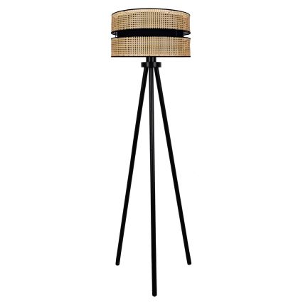 Duolla - Επιδαπέδιο φωτιστικό DUO 1xE27/15W/230V διάμετρος 40 cm rattan/μαύρο