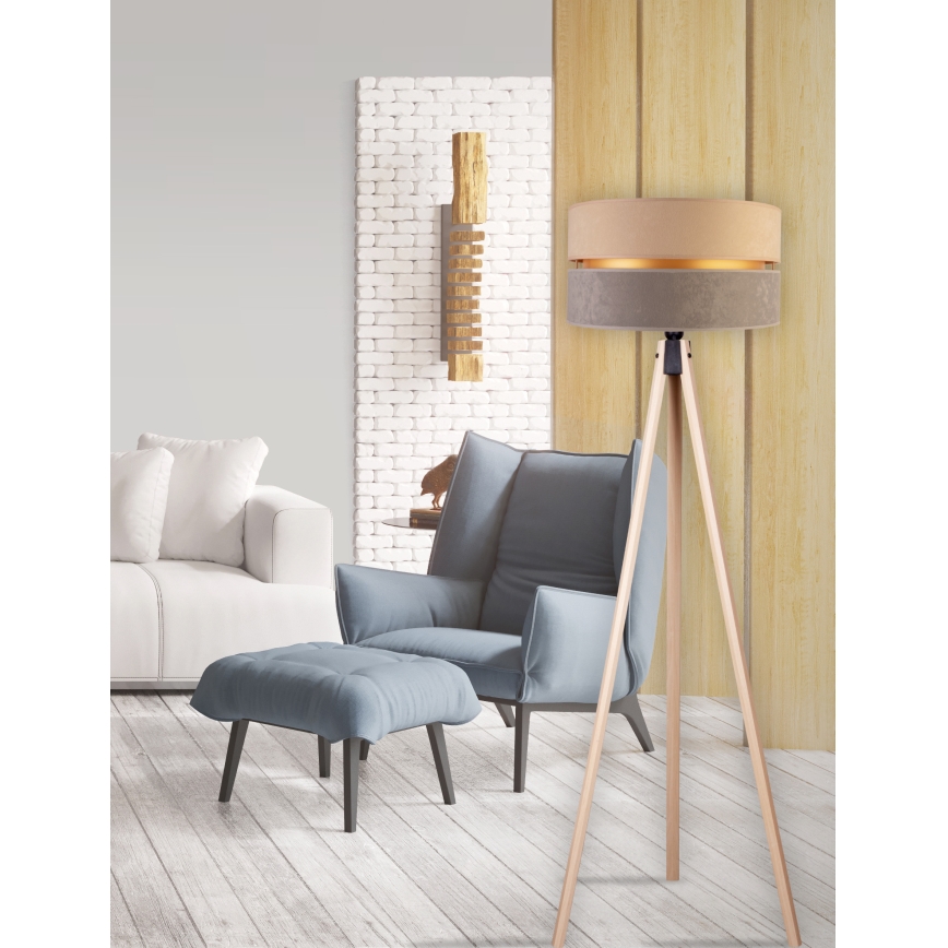 Duolla - Επιδαπέδιο φωτιστικό DUO 1xE27/60W/230V διάμετρος 44 cm μπεζ/γκρι/μπεζ