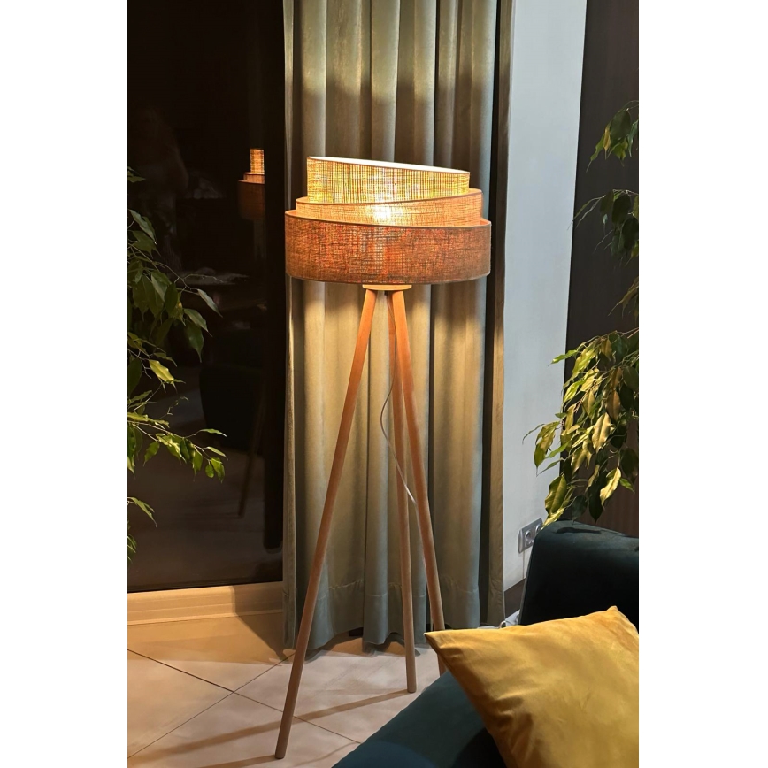 Duolla - Επιδαπέδιο φωτιστικό YUTE TRIO 1xE27/15W/230V διάμετρος 45 cm καφέ/γκρι/μπεζ