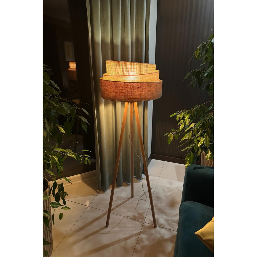 Duolla - Επιδαπέδιο φωτιστικό YUTE TRIO 1xE27/15W/230V διάμετρος 45 cm καφέ/γκρι/μπεζ