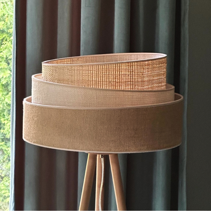 Duolla - Επιδαπέδιο φωτιστικό YUTE TRIO 1xE27/15W/230V διάμετρος 45 cm καφέ/γκρι/μπεζ