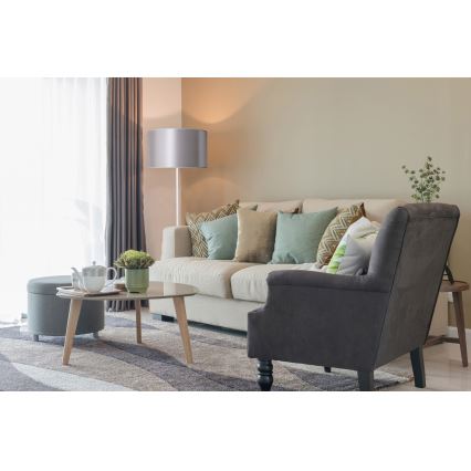 Duolla - Επιδαπέδιο φωτιστικό CANNES 1xE27/15W/230V διάμετρος 45 cm ασημί/λευκό