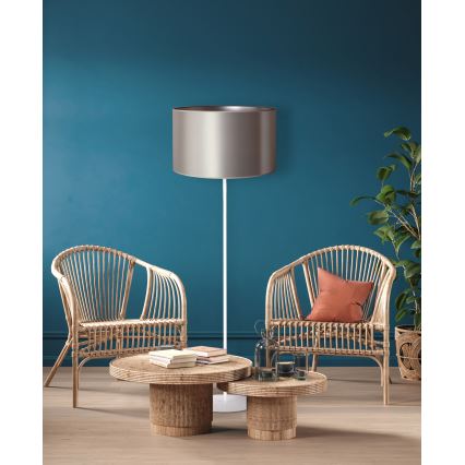Duolla - Επιδαπέδιο φωτιστικό CANNES 1xE27/15W/230V διάμετρος 45 cm ασημί/λευκό