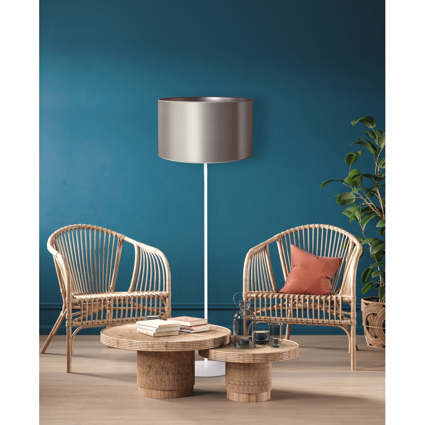 Duolla - Επιδαπέδιο φωτιστικό CANNES 1xE27/15W/230V διάμετρος 45 cm ασημί/λευκό