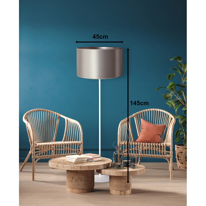 Duolla - Επιδαπέδιο φωτιστικό CANNES 1xE27/15W/230V διάμετρος 45 cm ασημί/λευκό