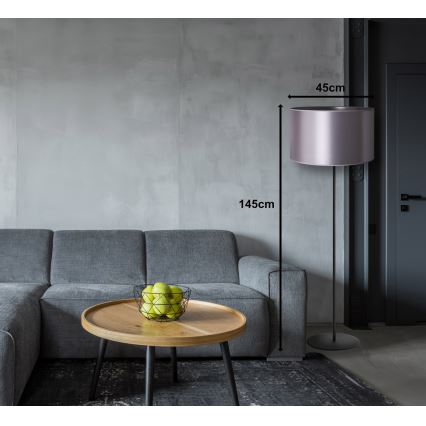 Duolla - Επιδαπέδιο φωτιστικό CANNES 1xE27/15W/230V διάμετρος 45 cm ασημί/μαύρο