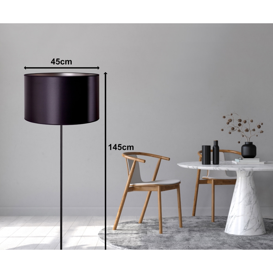 Duolla - Επιδαπέδιο φωτιστικό CANNES 1xE27/15W/230V διάμετρος 45 cm μαύρο/ασημί