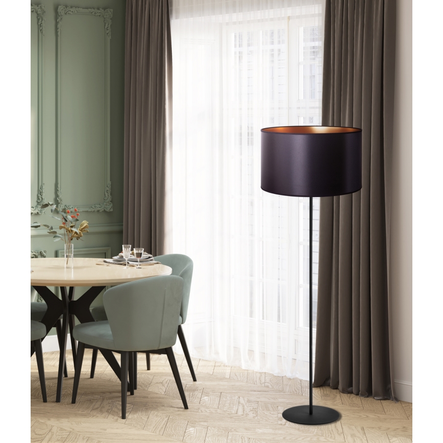 Duolla - Επιδαπέδιο φωτιστικό CANNES 1xE27/15W/230V διάμετρος 45 cm μαύρο/χαλκός