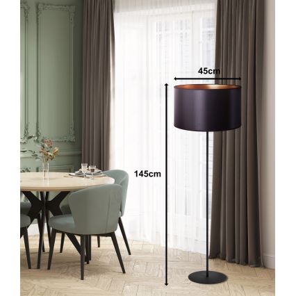 Duolla - Επιδαπέδιο φωτιστικό CANNES 1xE27/15W/230V διάμετρος 45 cm μαύρο/χαλκός
