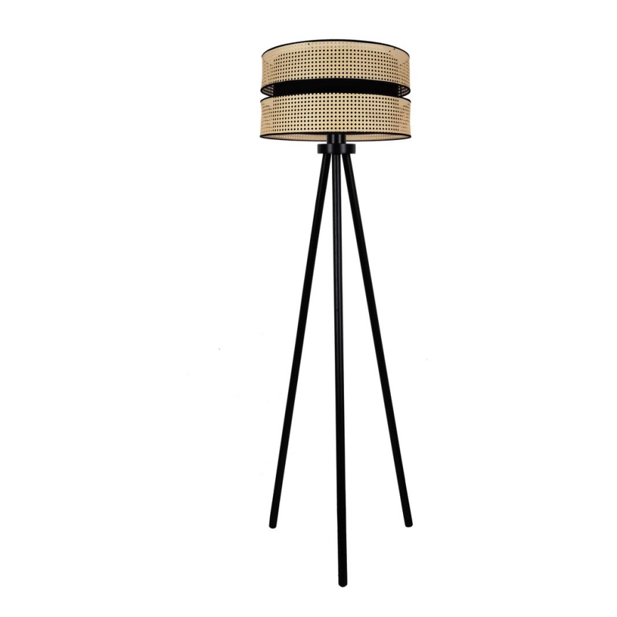 Duolla - Επιδαπέδιο φωτιστικό DUO 1xE27/15W/230V διάμετρος 40 cm rattan/μαύρο