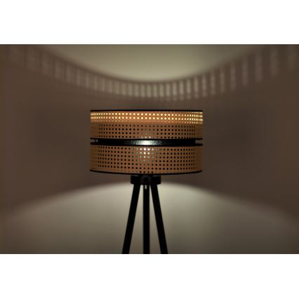 Duolla - Επιδαπέδιο φωτιστικό DUO 1xE27/15W/230V διάμετρος 40 cm rattan/μαύρο