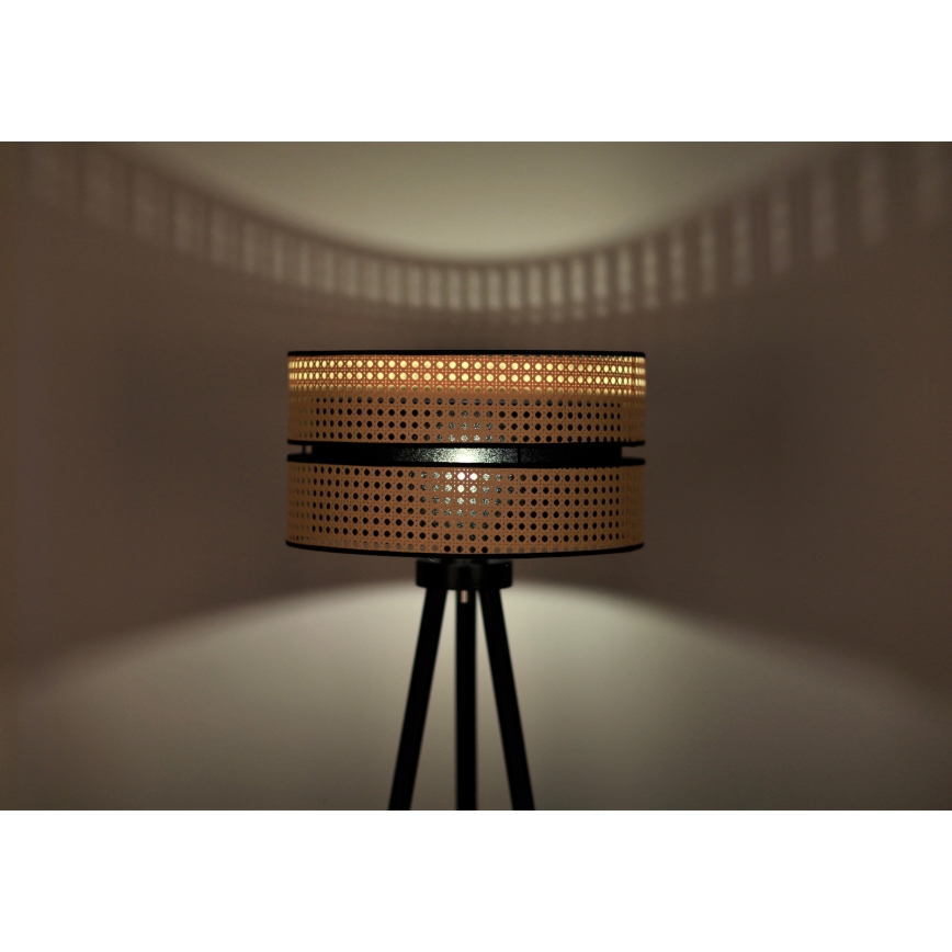 Duolla - Επιδαπέδιο φωτιστικό DUO 1xE27/15W/230V διάμετρος 40 cm rattan/μαύρο
