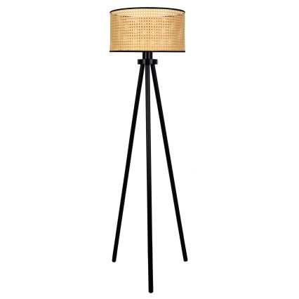 Duolla - Επιδαπέδιο φωτιστικό ROLLER 1xE27/15W/230V διάμετρος 45 cm rattan/μαύρο