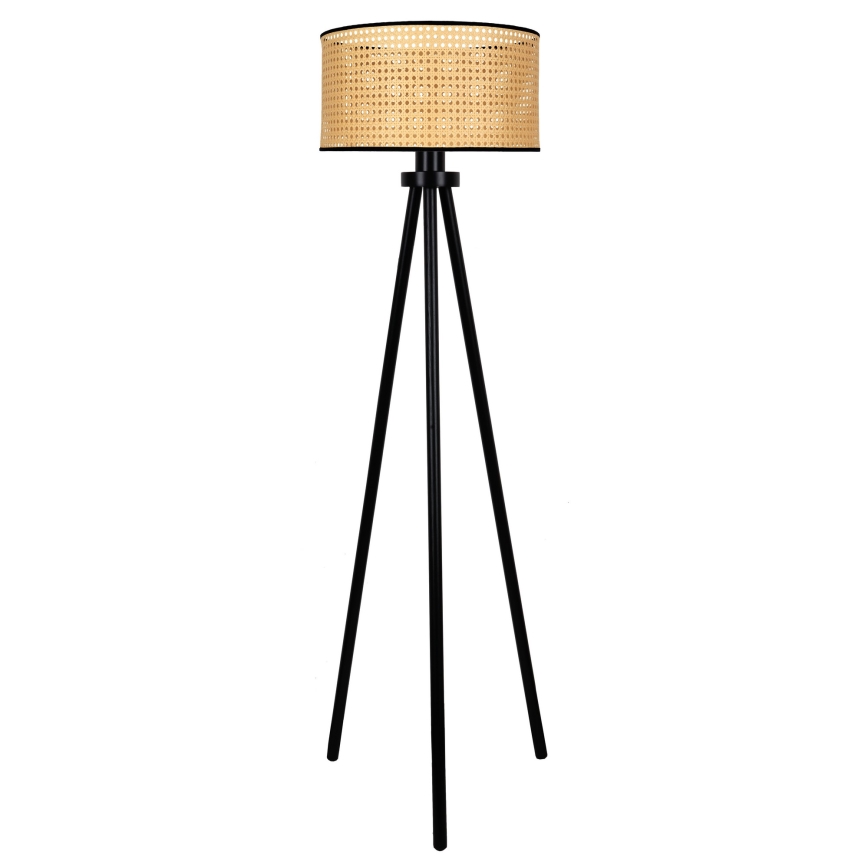 Duolla - Επιδαπέδιο φωτιστικό ROLLER 1xE27/15W/230V διάμετρος 45 cm rattan/μαύρο