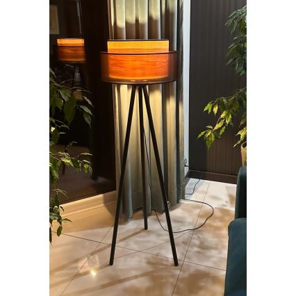 Duolla - Επιδαπέδιο φωτιστικό WOOD BOHO 1xE27/15W/230V διάμετρος 45 cm μαύρο/μπεζ