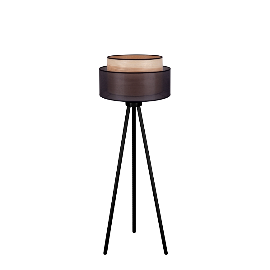 Duolla - Επιδαπέδιο φωτιστικό WOOD BOHO 1xE27/15W/230V διάμετρος 45 cm μαύρο/μπεζ