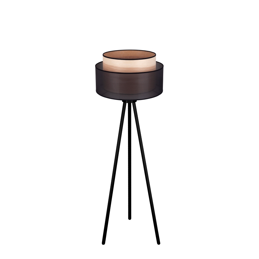 Duolla - Επιδαπέδιο φωτιστικό WOOD BOHO 1xE27/15W/230V διάμετρος 45 cm μαύρο/μπεζ
