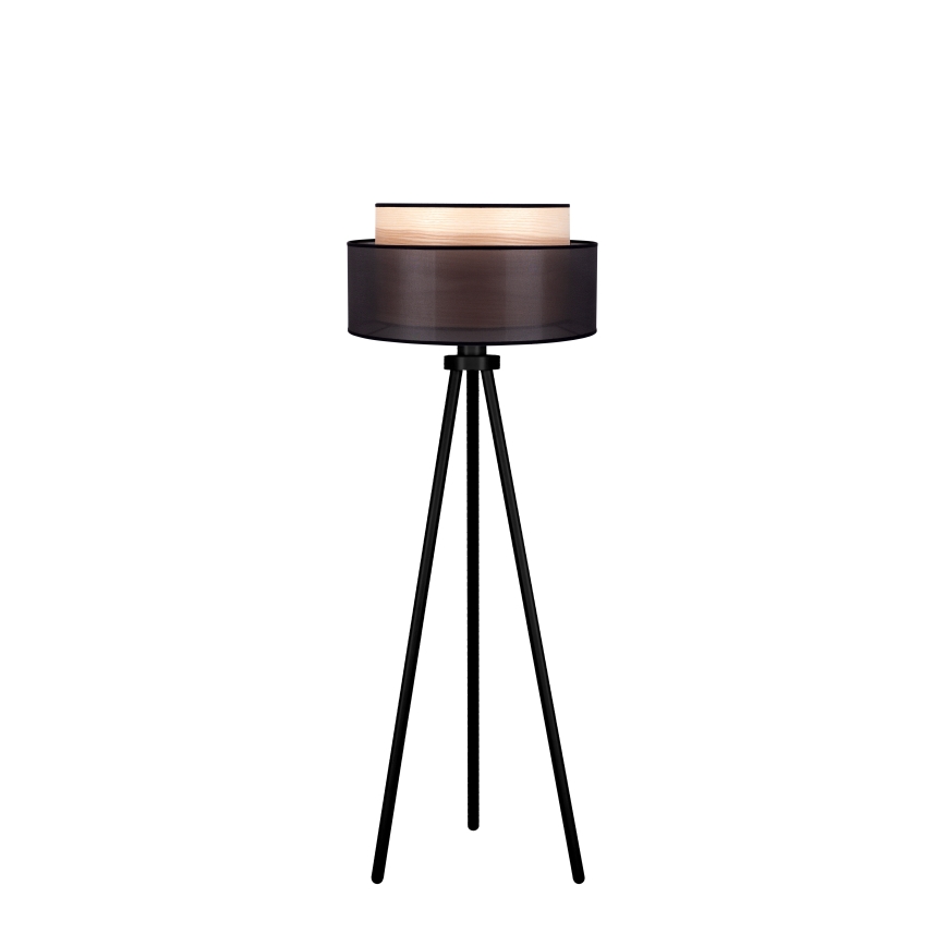 Duolla - Επιδαπέδιο φωτιστικό WOOD BOHO 1xE27/15W/230V διάμετρος 45 cm μαύρο/μπεζ