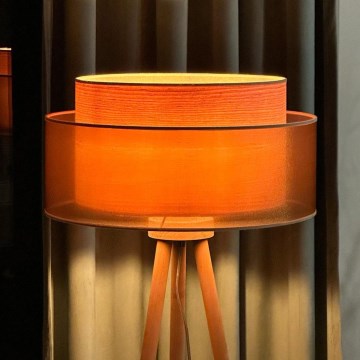 Duolla - Επιδαπέδιο φωτιστικό WOOD BOHO 1xE27/15W/230V διάμετρος 45 cm χαλκός/καφέ/μπεζ