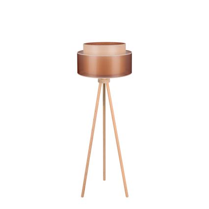 Duolla - Επιδαπέδιο φωτιστικό WOOD BOHO 1xE27/15W/230V διάμετρος 45 cm χαλκός/καφέ/μπεζ